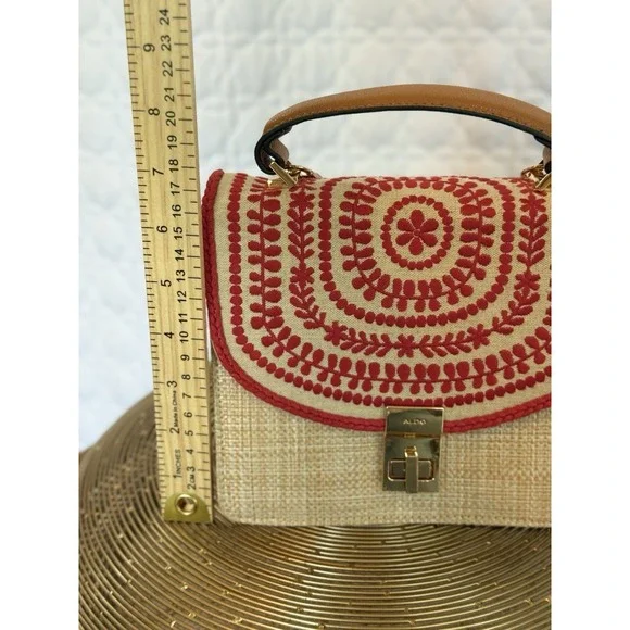 Cottagecore Aldo Boho Summer Crossbody Bag Embroider Orange Embroidered Happy - Picture 16 of 16